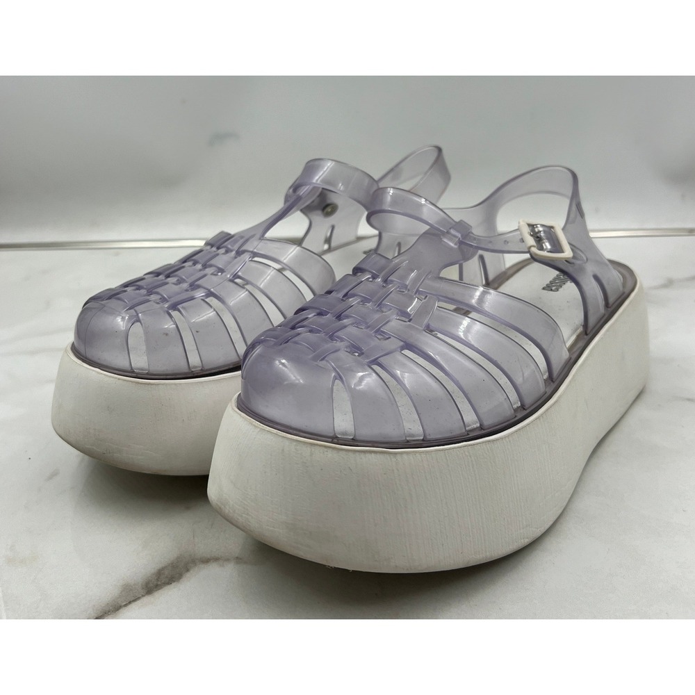 Melissa Possession Sandals Size 6 Platform Jelly Fisherman Lilac Purple White